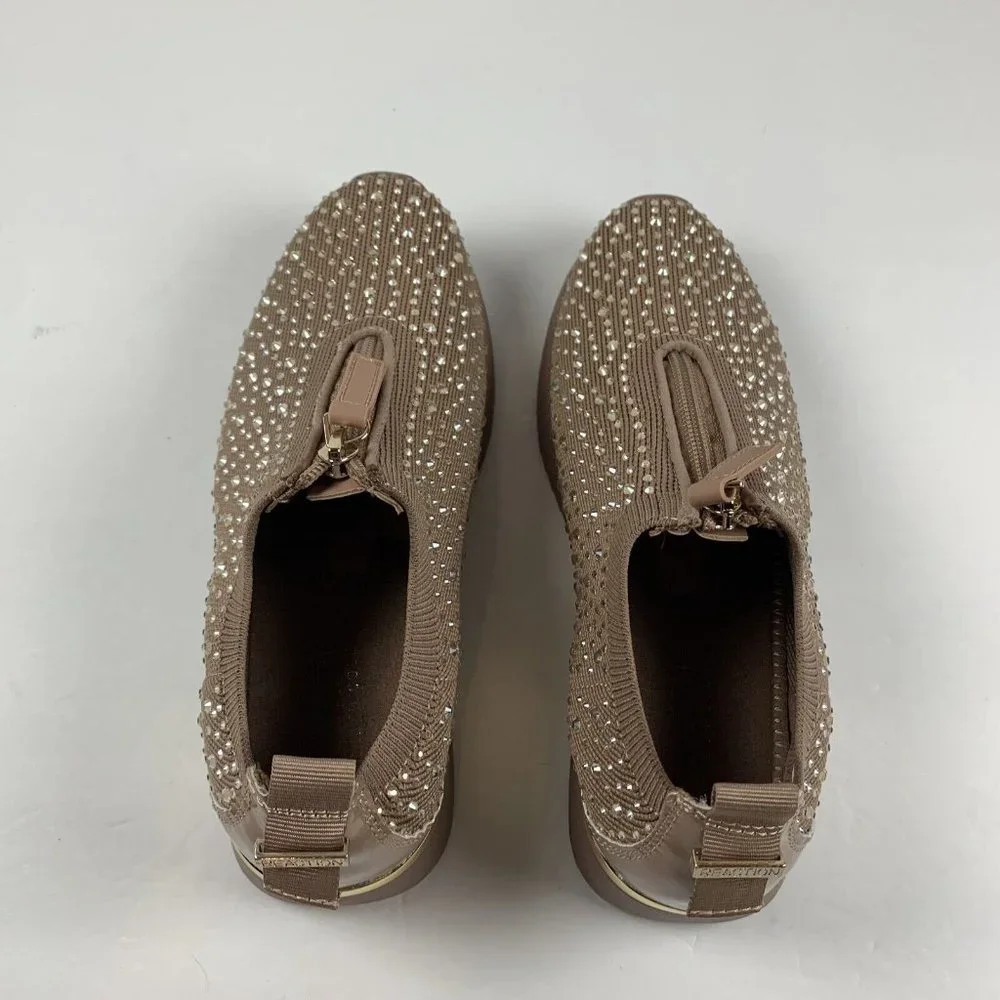 Kenneth Cole Reaction Cameron Zip Jewel Jogger Sneakers Women's Sz 6 Cashew 7888